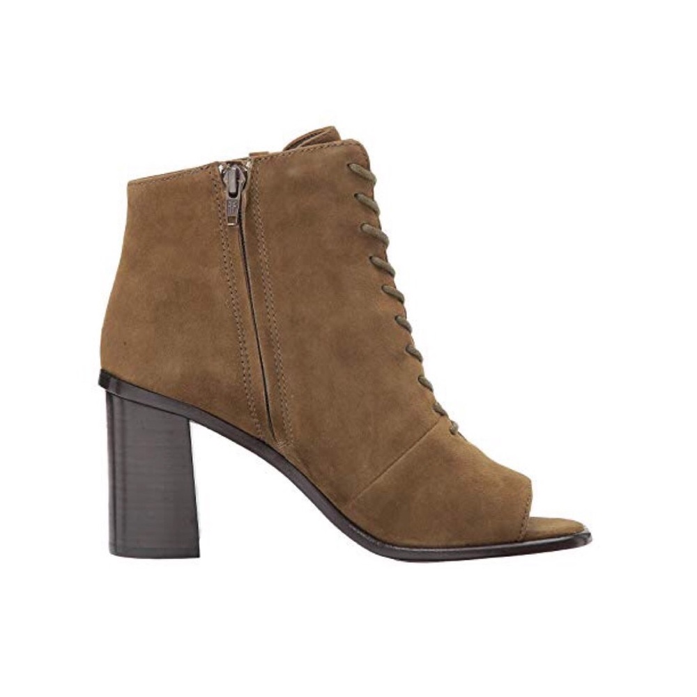 Frye Amy Peep Toe Lace Up Suede Booties - Picture 6 of 8